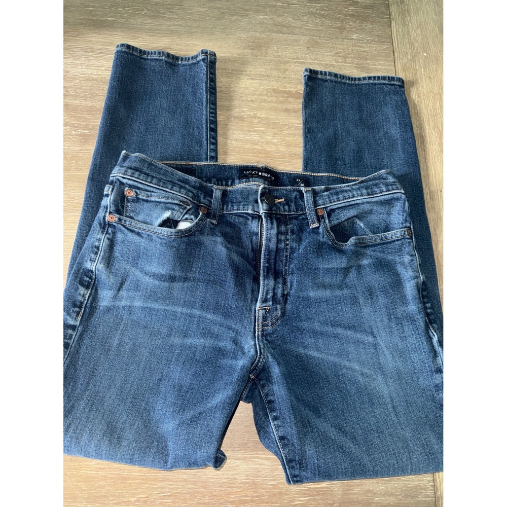 Lucky Brand 121 Slim Mens Blue Jeans 33x30 Medium Wash Straight Leg Denim